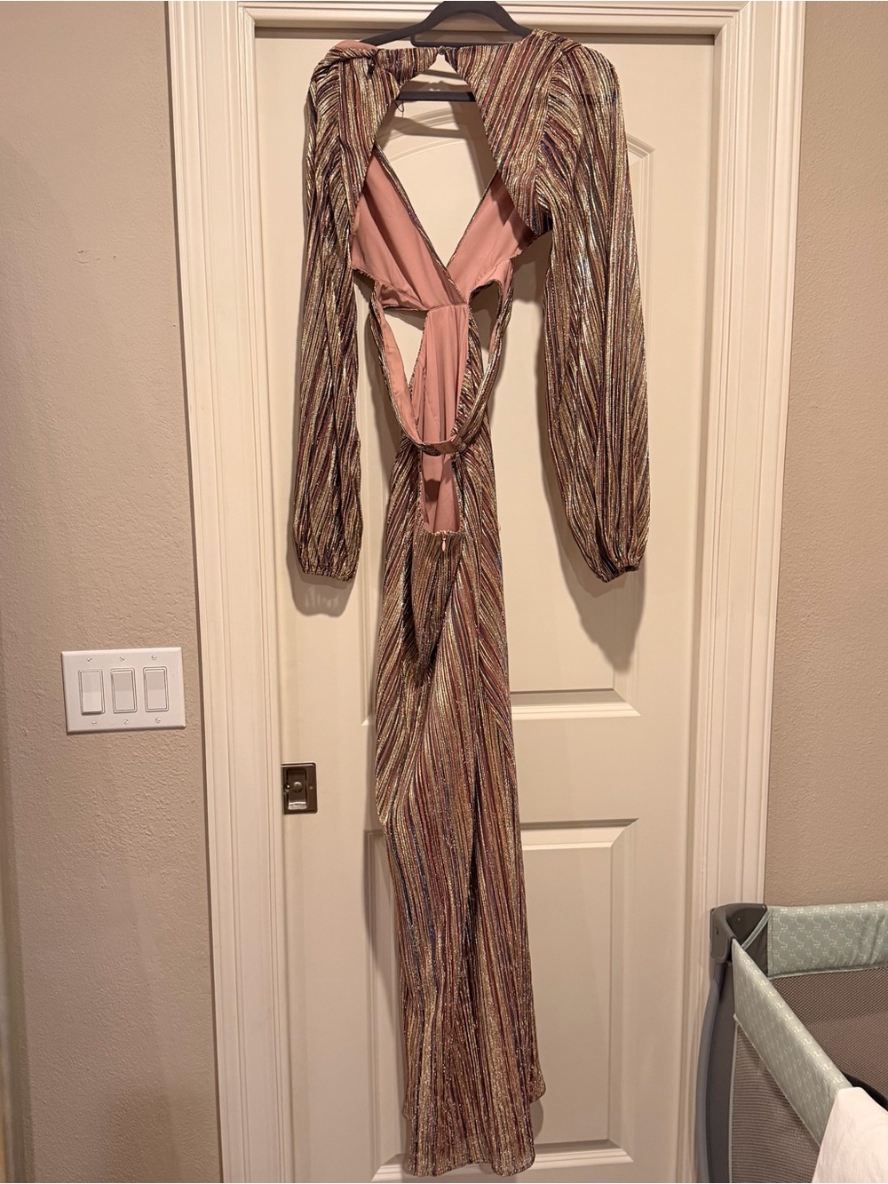House of Harlow 1960 Multicolor Metallic Stripe Maxi Dress - Picture 5 of 9